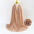 Lightweight nude pearl chiffon scarf for women with fabric texture detail close-up - Nude