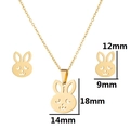 Golden bunny jewelry set including rabbit pendant necklace and matching stud earrings - Rabbit / Gold