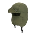 Olive green winter trapper hat with integrated mask and quilted windproof fabric - Army Green