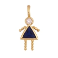 Détail du pendentif fille en laiton doré 18K avec pierre bleue et zircon brillant - Fille - Sept (Bleu)