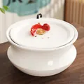 Elegant white ceramic fountain with red koi fish and gold coin desktop decoration - Every Year Surplus [White-Round]
