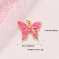 Pink enamel butterfly pendant with ribbon pattern and gold hardware for DIY jewelry - A0390 Butterfly Small Ribbon