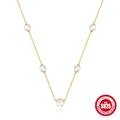 Collana minimalista in argento S925 dorato con fiore di madreperla bianca e perle - Oro - Collana / Argento 925