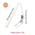 Interactive wooden cat wand toy with grey plush mouse and 40cm long natural timber stick - Grey Mouse