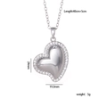 Silver heart pendant necklace with cubic zirconia micro-paving and 40+5cm chain - Zircon Edge Plain Heart 1783