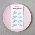 Set of 8 creative blue dolphin-shaped metal paper clips on white card packaging - Whale / Set of 8