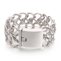 Bracciale a maglia intrecciata argento stile industriale con chiusura a scatto rettangolare - Stile Intrecciato a Trama Ritorta Vintage (KB46124-D)