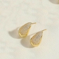 Elegante goldene Tropfenohrringe mit Pavé-Fassung aus rosa Zirkonia-Kristallen - 14K Gold Zirkonia Tropfenohrstecker