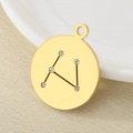 18K gold plated stainless steel Aries zodiac round pendant with crystal rhinestones - Gold Aries (KLJ4548-Z)