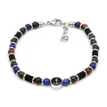 Pulsera de hombre con cuentas de lapislázuli azul y un dije náutico de ancla negra - Estilo Lapislázuli (B080)