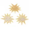 Golden North Star pendant with micro-pave white zircons and honeycomb hollow back - K49-A Gold Star 1Pc
