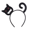 Close-up of black sequined cat headband for Halloween party with red eyes detail - Cat Style *