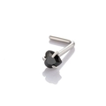 L-shaped stainless steel nose stud featuring a 3mm black heart-shaped zircon stone - Heart L-Shape / Black