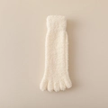 Cream white coral fleece five-finger socks with soft plush texture for home warmth - One Size / Off-White (SEM9)