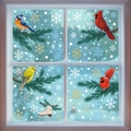 Christmas window decals with cardinals, pine branches, and colorful snowflakes - Set of 4-BQ562+(565-567)