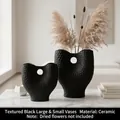 Modern black ceramic honeycomb textured vases in large and small set for home decor - Hammered Black Set