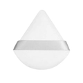 White triangular velour powder puff with satin finger strap for precision makeup setting - Standard Size / White