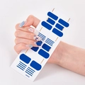 Self-adhesive nail art stickers in deep blue and white geometric stripes, model UNE030 - Dark Blue White Stripe Geometric Style (UNE-30)