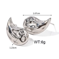 Polished silver 18K stainless steel teardrop earrings in a sleek geometric hollow style - Small Silver 40*24*1.8mm