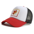 Ademende trucker pet met rode esdoornblad print en klassiek gaas aan de achterkant - Volwassene / Rood & Wit