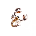 Detailed scorpion brooch in gold-tone metal with sparkling yellow and black rhinestones - Xd825351-1