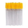 Disposable eyelash brushes with yellow fiber heads and glittered crystal handles - Crystal Handle Yellow Bristles (50Pcs/Pack)