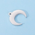 Colgante de media luna en acero inoxidable plateado pulido para la creación de joyas DIY - Cuerno de Luna Colgante Único (MP243) / Color Acero