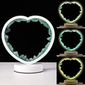 Heart-shaped crystal cluster night light with glowing green fluorite and white round base - [white-framed Heart-shaped Tricolor] Green Fluorite / Brown Kraft Paper Box Packaging (17*10.5*20.5cm)