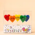 5-pack colorful heart shaped smiley face candles for creative birthday cake decoration - Colorful Heart Smile Face Dark Color / 5 Pcs Set / Colorful