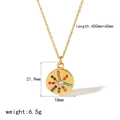 Collar de acero inoxidable chapado en oro 18k con colgante de circón de colores y talla - Colgante Redondo Radiante Sol Luna Estrella (TN3298)
