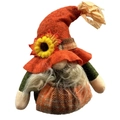 Harvest gnome plush with orange sunflower hat and plaid outfit for festive decoration - Yellow Hat (Braids Style)