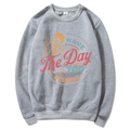 Grey crewneck sweatshirt featuring No You Hang Up graphic print in size medium - Light Gray