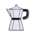 Minimalist silver mocha pot enamel pin badge accessory with black and white finish - Black And White Moka Pot (xz7915)