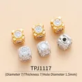 7mm cubic zirconia barrel beads in gold and silver plating for DIY jewelry making - TPJ1117-White Zircon