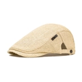 Béret en paille beige pour homme avec texture respirante et détail métallique sur le côté - Beige