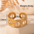 Golden wide open cuff bracelet with circular hollow design in stainless steel - Circle Hollow Hammered Texture Style (YB-121)