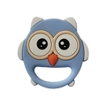 Funny blue owl silicone baby pacifier teether with easy-to-grip ring design for infants - Owl / Blue