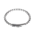 Pulsera de cadena de caja de acero inoxidable plateado pulido con cierre para hombre mujer - 19cm / Color Acero