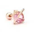 Rose gold steel cartilage stud with pink zircon and floral detail for ear piercing - EGD0266 Rose Gold Planet Saturn