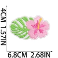 Macro detail of hibiscus flower embroidery patch with dimensions 4cm x 6.8cm - Hibiscus Flower & Leaf Style (X15SD-078-17)