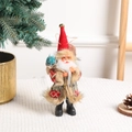 Plush standing Santa Claus figurine with red knit hat and mini Christmas tree - Style 5 (23.9x9.5cm)