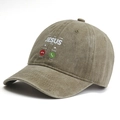 Vintage gewassen olijfgroene katoenen baseballpet met Jezus inkomende oproep print - Khaki