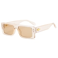 Schicke Oversize-Sonnenbrille in Champagner mit braunen Gläsern und Golddetails - Transparentes Teegestell Hellteegläser