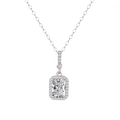 Collier en argent S925 avec pendentif flacon de parfum en cristal rectangulaire - Argent 925 / Strass Blanc (1526DZ)