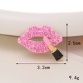 Abalorio de labios de pedrería rosa y lápiz labial con medidas de 2,5 cm por 3,2 cm - D293 Lápiz Labial y Labios (Rosa)