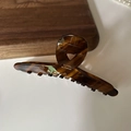 Große Haarklammer aus Acetat in Schildpatt-Optik mit goldener France Aufschrift - Gemischtes Braun-12CM