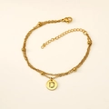 Double-layered gold plated stainless steel bracelet featuring letter D pendant charms - Letter D (S-H202-D)