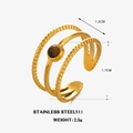Wellenring aus 18K vergoldetem Edelstahl mit rundem Tigerauge-Steinbesatz - Tigerauge-Stein-Ring