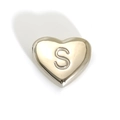 Polished gold heart bead with letter S engraving for DIY stainless steel jewelry - Letter S Style (SP143S-S)