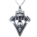 Pendente gotico testa di tigre e teschio in acciaio inossidabile con finitura argento - Colore Acciaio Senza Catena (B1225)